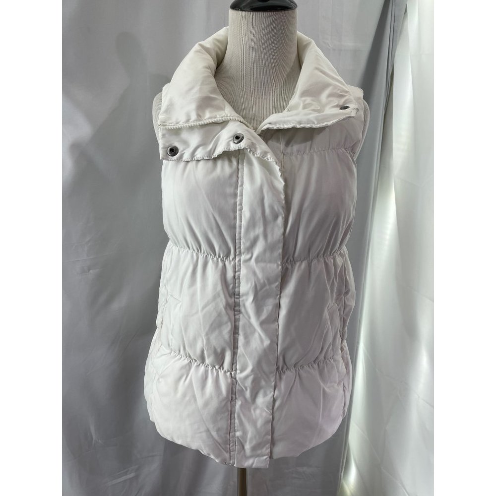 GAP White Zipper/Snap Front 2-Pocket Down Puffer Vest